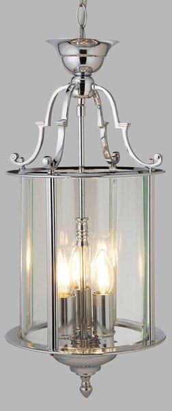 Searchlight Lampa wisząca szklana Bevelled Lantern, możliwość ściemniania, chromowy / srebrny, salon / jadalnia, metal