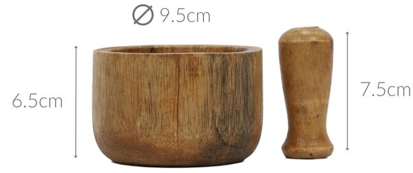 Moździerz kuchenny z drewna mango, 10 x 6 cm