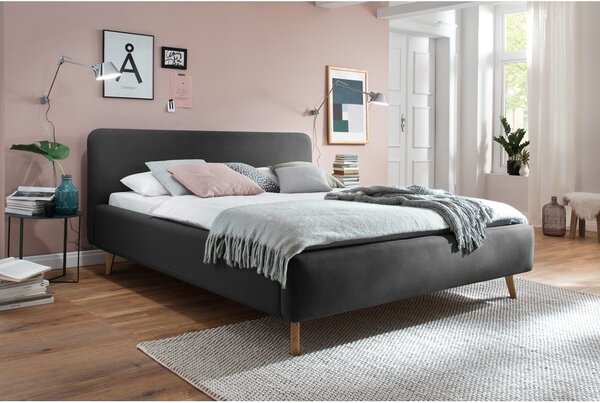 Antracytowe tapicerowane łóżko dwuosobowe bez stelaża 140x200 cm Mattis – Meise Möbel
