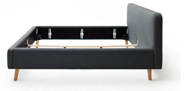 Antracytowe tapicerowane łóżko dwuosobowe bez stelaża 140x200 cm Mattis – Meise Möbel
