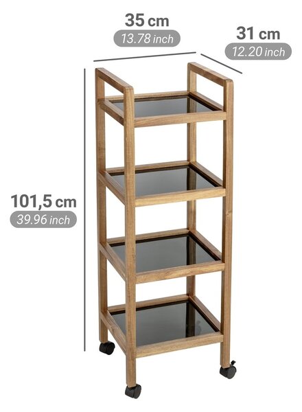 Czarno-naturalny regał łazienkowy z litego drewna akacjowego 35x101,5 cm Fondi – Wenko
