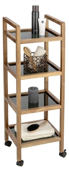 Czarno-naturalny regał łazienkowy z litego drewna akacjowego 35x101,5 cm Fondi – Wenko