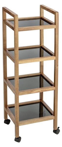 Czarno-naturalny regał łazienkowy z litego drewna akacjowego 35x101,5 cm Fondi – Wenko