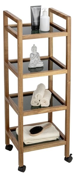 Czarno-naturalny regał łazienkowy z litego drewna akacjowego 35x101,5 cm Fondi – Wenko