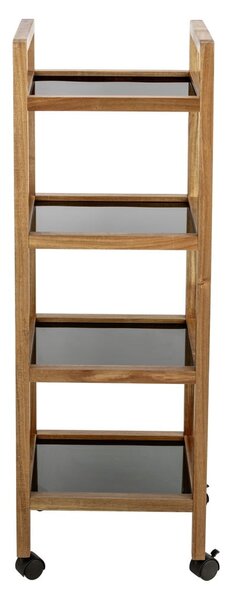 Czarno-naturalny regał łazienkowy z litego drewna akacjowego 35x101,5 cm Fondi – Wenko