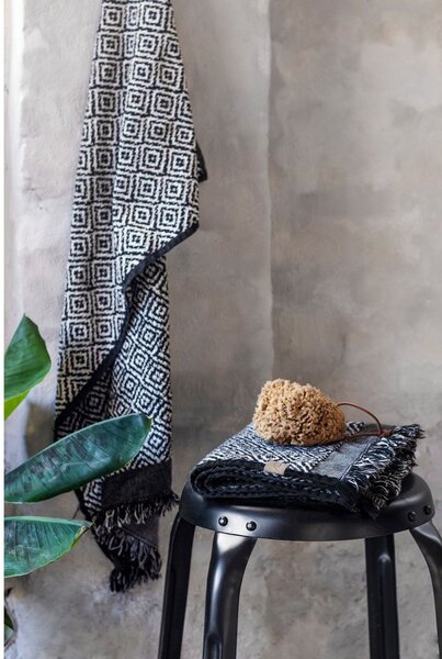 Czarno-biały bawełniany ręcznik 50x95 cm Morocco – Mette Ditmer Denmark