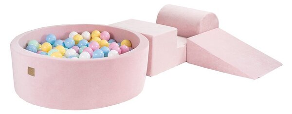 Różowy aksamitny piankowy plac zabaw 4 szt. wysokość 30 cm 225x90 cm Montessori – Meowbaby