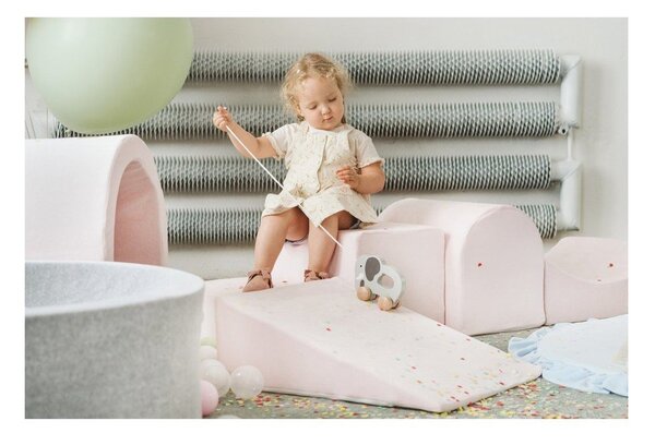 Jasnoszary aksamitny piankowy plac zabaw 3 szt. wysokość 30 cm 45x143 cm Montessori – Meowbaby