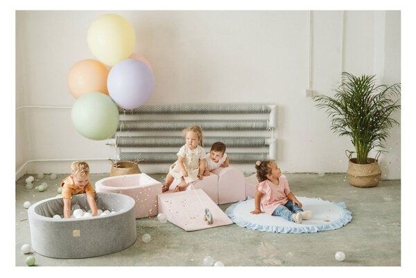 Różowy aksamitny piankowy plac zabaw 4 szt. wysokość 30 cm 225x90 cm Montessori – Meowbaby