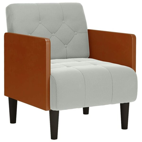 Sofa fotel z podÅokietnikami jasnoszary 55 cm aksamit