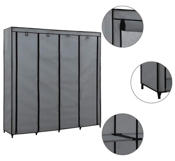 Szafa z 4 przegrodami, szara, 175 x 45 x 170 cm