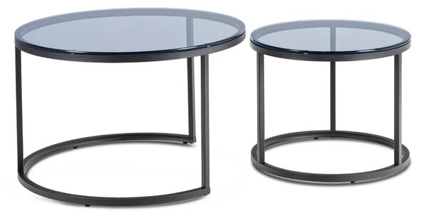 Zestaw Stolików Kawowych CARRERA MAX 70 cm/60 cm Szary/Czarny Nowoczesny
