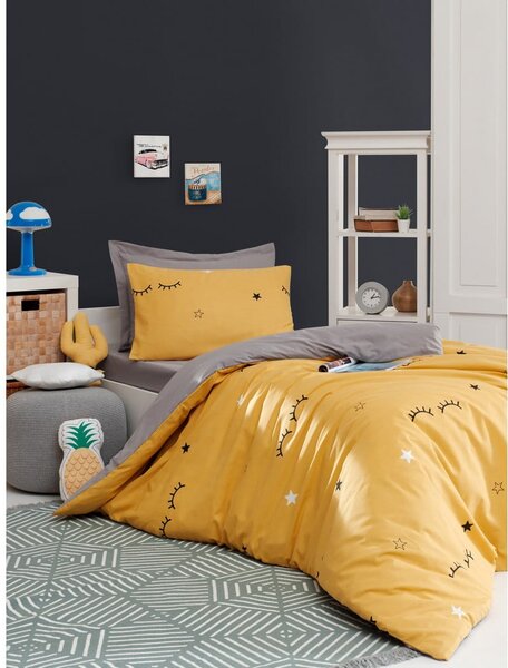 Żółto-szara pościel jednoosobowa 140x200 cm Dide – Mijolnir