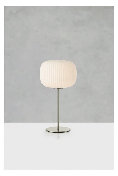 Lampa stołowa w biało-srebrnym kolorze ze szklanym kloszem (wysokość 50 cm) Sober – Markslöjd
