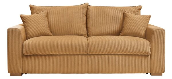 Musztardowa sztruksowa rozkładana sofa 225 cm Augustin – Bobochic Paris