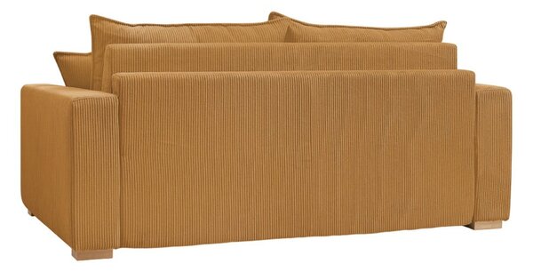 Musztardowa sztruksowa rozkładana sofa 225 cm Augustin – Bobochic Paris