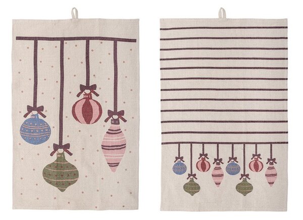 Bawełniane ścierki zestaw 2 szt. ze świątecznym motywem 71x45 cm Ornamentia – Bloomingville