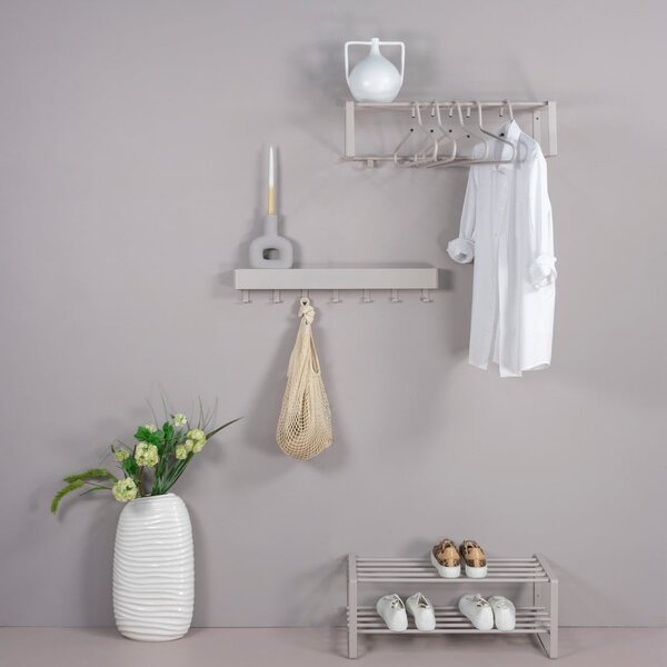 Szarobrązowy metalowy wieszak ścienny z półką 70 cm Rex – Spinder Design