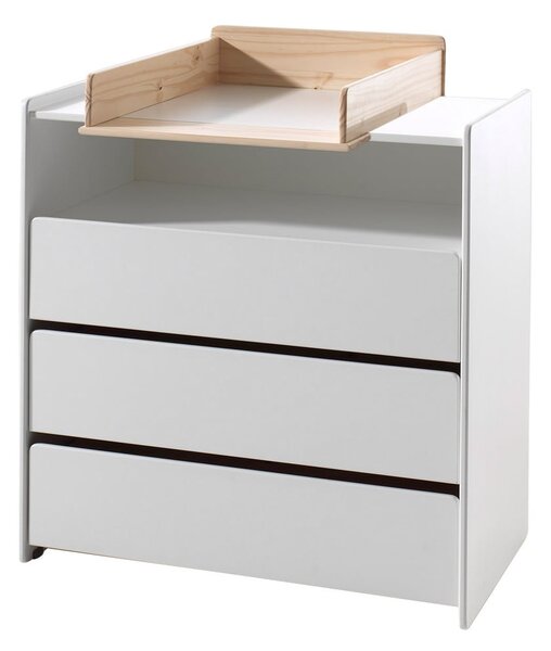 Biała niska komoda dziecięca z litego drewna sosnowego z przewijakiem 90x106 cm KIDDY – Vipack