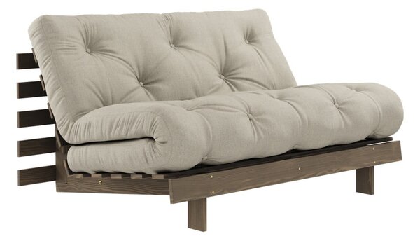 Szarobeżowa lniana rozkładana sofa 140 cm Roots Carob – Karup Design