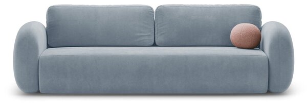 Szaroniebieska aksamitna rozkładana/ze schowkiem sofa 262 cm Tonale – Cosmopolitan Design