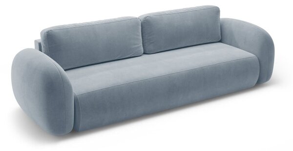 Szaroniebieska aksamitna rozkładana/ze schowkiem sofa 262 cm Tonale – Cosmopolitan Design