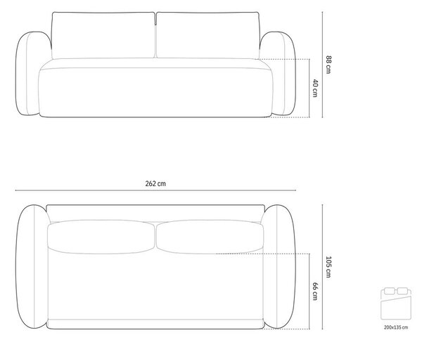 Szaroniebieska aksamitna rozkładana/ze schowkiem sofa 262 cm Tonale – Cosmopolitan Design
