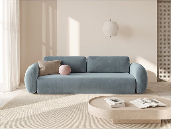 Szaroniebieska aksamitna rozkładana/ze schowkiem sofa 262 cm Tonale – Cosmopolitan Design