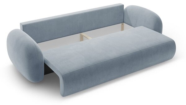 Szaroniebieska aksamitna rozkładana/ze schowkiem sofa 262 cm Tonale – Cosmopolitan Design
