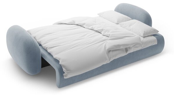Szaroniebieska aksamitna rozkładana/ze schowkiem sofa 262 cm Tonale – Cosmopolitan Design