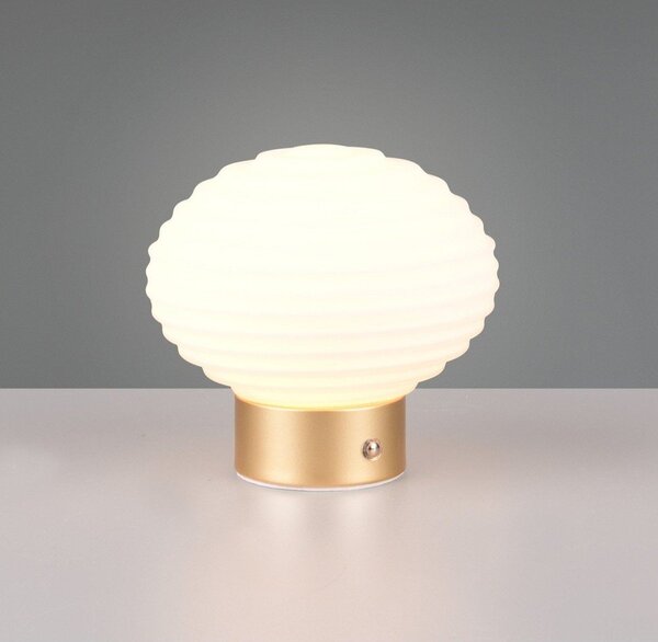 Lampa stołowa LED w biało-złotym kolorze ze ściemniaczem i szklanym kloszem (wys. 14,5 cm) Earl – Reality