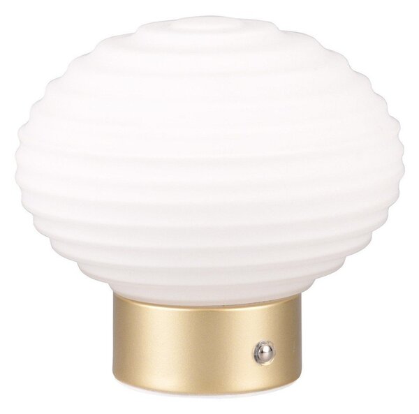 Lampa stołowa LED w biało-złotym kolorze ze ściemniaczem i szklanym kloszem (wys. 14,5 cm) Earl – Reality