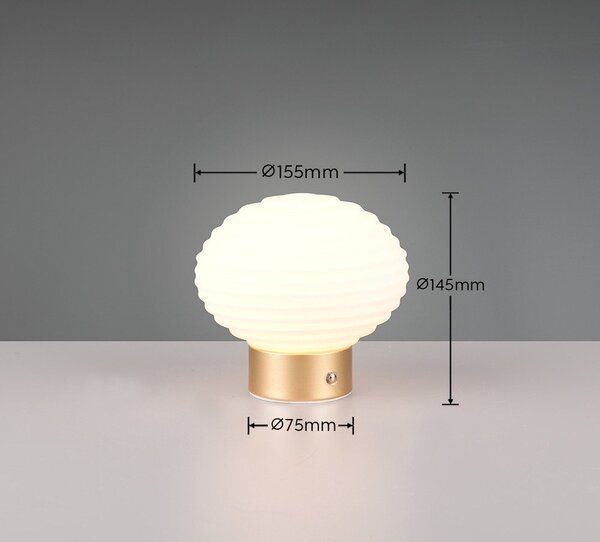 Lampa stołowa LED w biało-złotym kolorze ze ściemniaczem i szklanym kloszem (wys. 14,5 cm) Earl – Reality