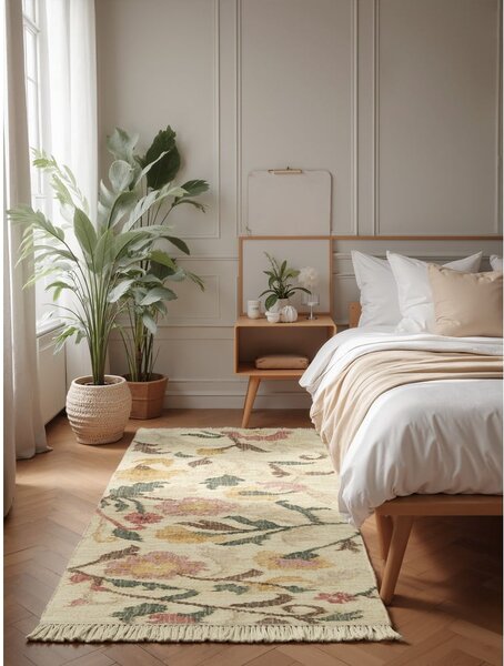 Kremowy chodnik z juty tkany ręcznie 80x200 cm Roya Violette – Elle Decoration