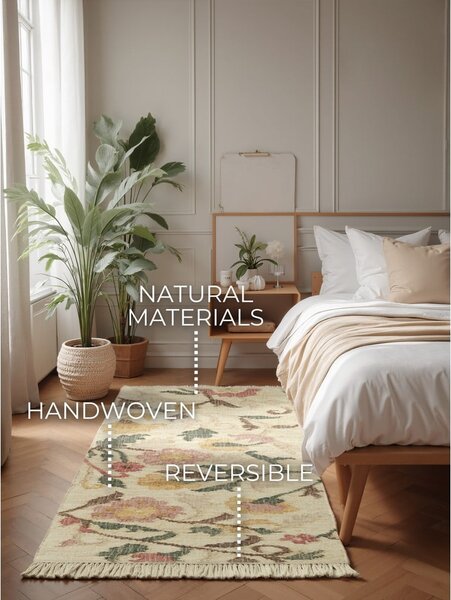 Kremowy chodnik z juty tkany ręcznie 80x200 cm Roya Violette – Elle Decoration