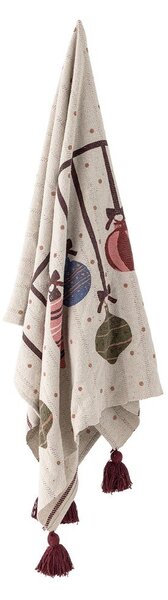 Beżowy koc ze świątecznym motywem z bawełny z recyklingu 130x160 cm Ornamentia – Bloomingville