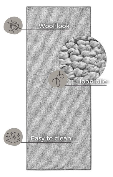 Szary chodnik 80x300 cm Wolly – BT Carpet