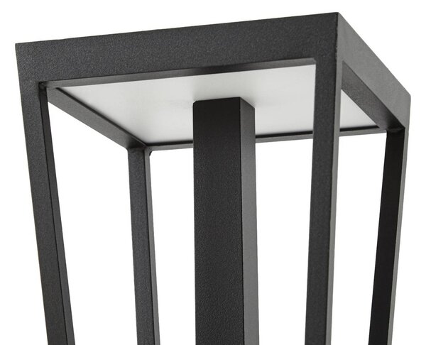 Słupek oświetleniowy LED Lucande Lynx, 95,5 cm, czarna, IP65, z czujnikiem Lynx, czarny, metal, nowoczesny