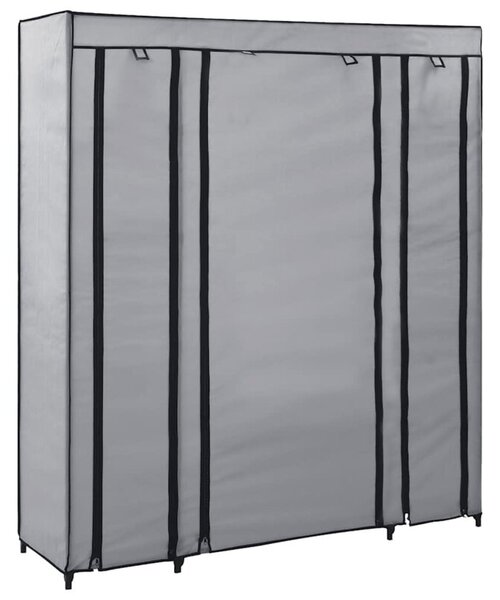 Szafa z przegrodami i drÄ Å¼kami, szara, 150x45x176 cm, tkanina