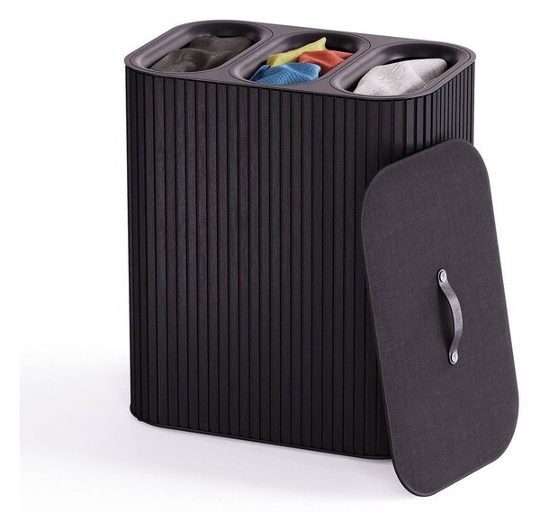 Czarny bambusowy kosz na pranie 3x30 l Tota Trio Luxe – Joseph Joseph