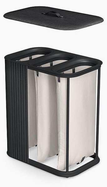 Czarny bambusowy kosz na pranie 3x30 l Tota Trio Luxe – Joseph Joseph