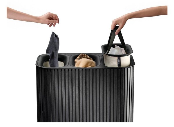 Czarny bambusowy kosz na pranie 3x30 l Tota Trio Luxe – Joseph Joseph