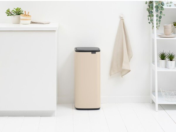 Beżowy stalowy kosz na śmieci otwierany na dotyk 30 l Bo Touch – Brabantia