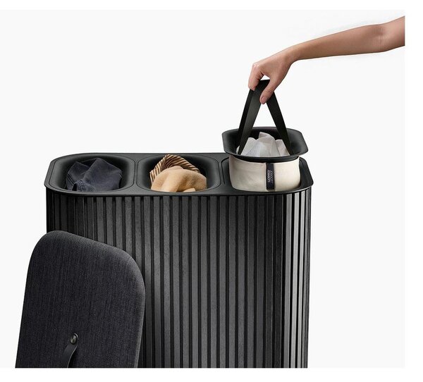Czarny bambusowy kosz na pranie 3x30 l Tota Trio Luxe – Joseph Joseph