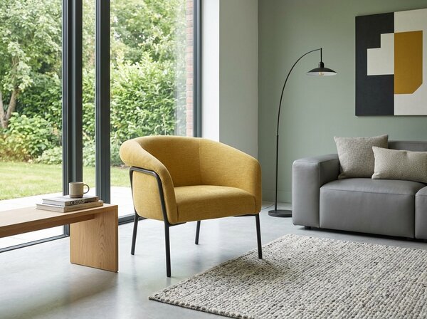Designowy fotel CLOVER BREGO, musztardowy BREGO 68