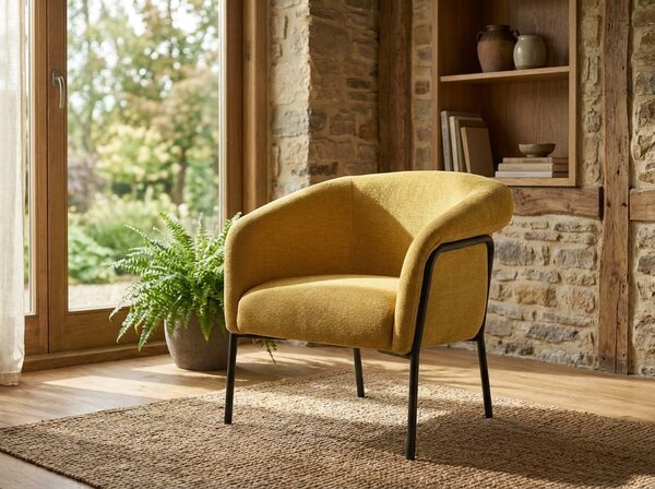 Designowy fotel CLOVER BREGO, musztardowy BREGO 68