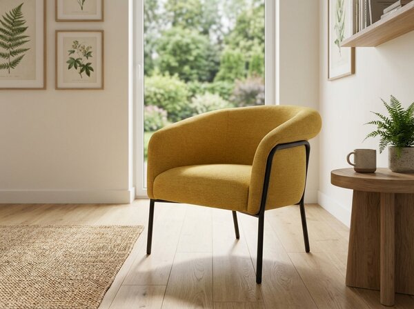 Designowy fotel CLOVER BREGO, musztardowy BREGO 68
