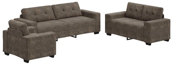 Sofa 3 szt. ciemnoszary tkanina lniana