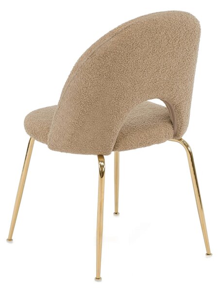 EMWOmeble Krzesło Glamour brązowe #18 KC-903-2 / boucle, złote nogi chromowane