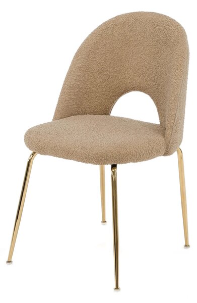 EMWOmeble Krzesło Glamour brązowe #18 KC-903-2 / boucle, złote nogi chromowane